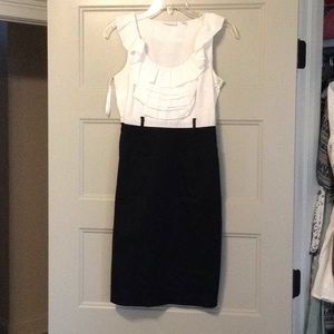 New York & Company Frilly White and Black Dress